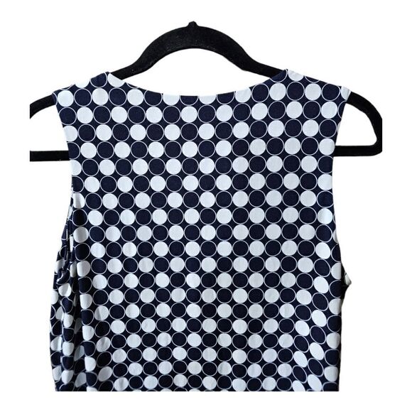 VINCE CAMUTO Navy & White Polka Dot Sleeveless Sheath Dress - Size Large - Picture 4 of 8